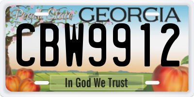 GA license plate CBW9912