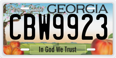 GA license plate CBW9923