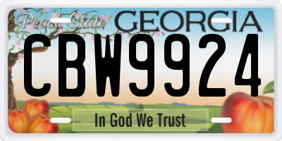 GA license plate CBW9924