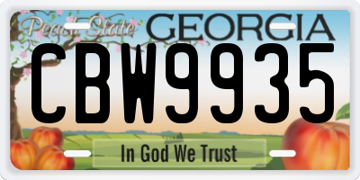 GA license plate CBW9935