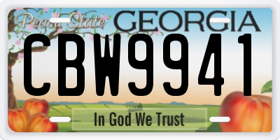 GA license plate CBW9941