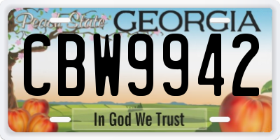 GA license plate CBW9942