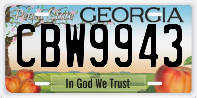 GA license plate CBW9943
