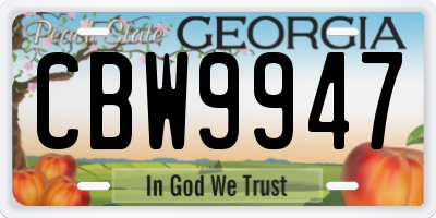 GA license plate CBW9947