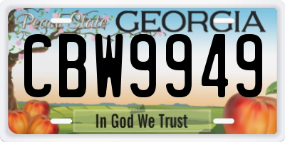 GA license plate CBW9949