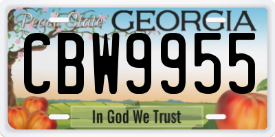 GA license plate CBW9955