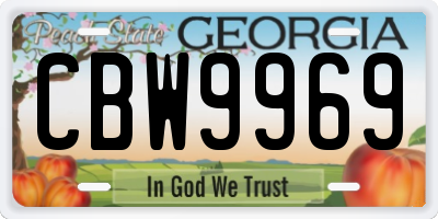 GA license plate CBW9969