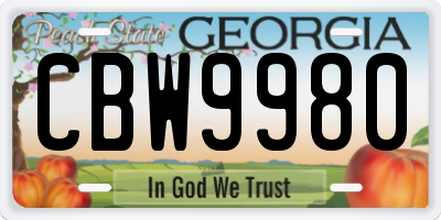 GA license plate CBW9980