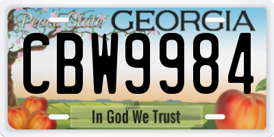 GA license plate CBW9984
