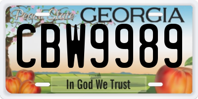 GA license plate CBW9989