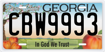 GA license plate CBW9993