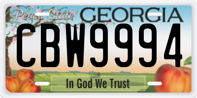 GA license plate CBW9994
