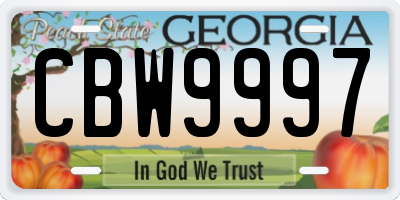 GA license plate CBW9997