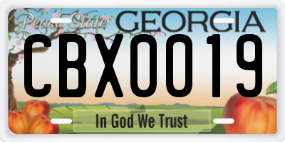 GA license plate CBX0019