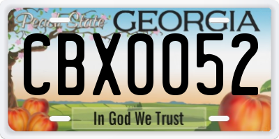 GA license plate CBX0052