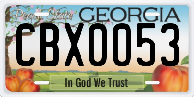 GA license plate CBX0053