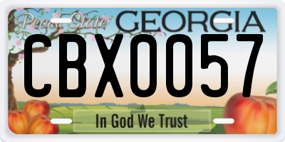 GA license plate CBX0057