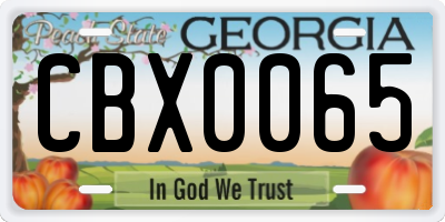 GA license plate CBX0065