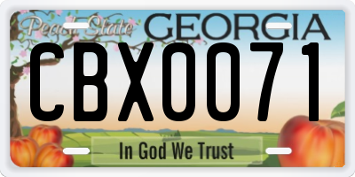 GA license plate CBX0071