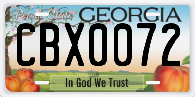 GA license plate CBX0072