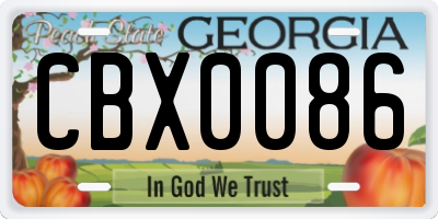 GA license plate CBX0086