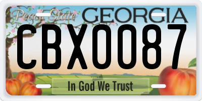 GA license plate CBX0087