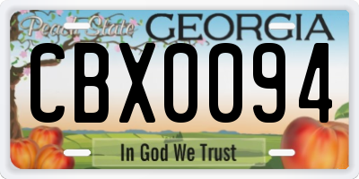 GA license plate CBX0094