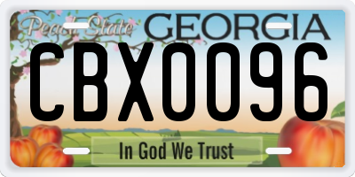 GA license plate CBX0096