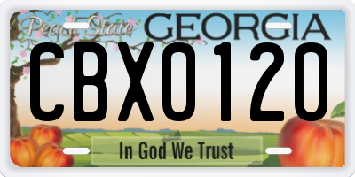 GA license plate CBX0120