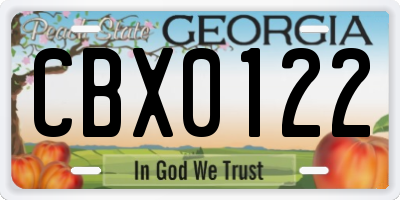 GA license plate CBX0122