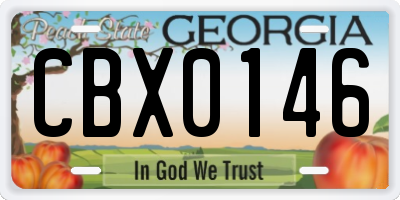 GA license plate CBX0146