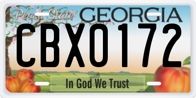 GA license plate CBX0172