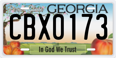 GA license plate CBX0173