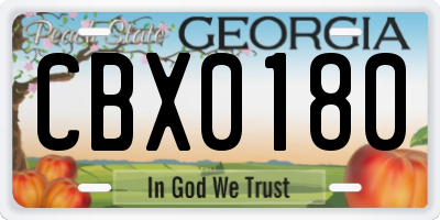 GA license plate CBX0180