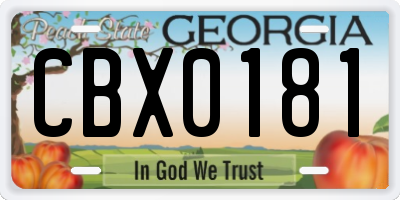 GA license plate CBX0181