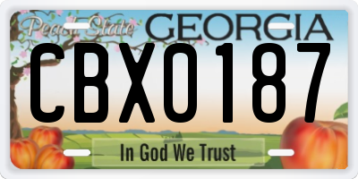 GA license plate CBX0187