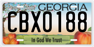 GA license plate CBX0188
