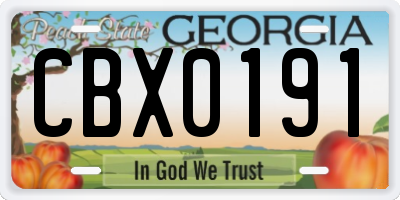 GA license plate CBX0191