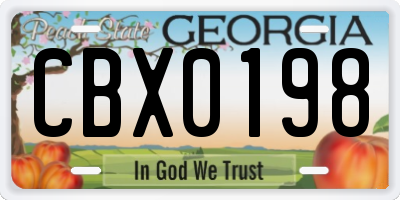 GA license plate CBX0198