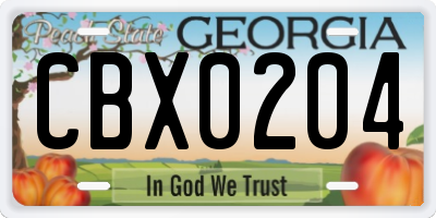 GA license plate CBX0204