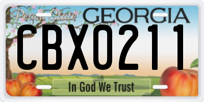 GA license plate CBX0211