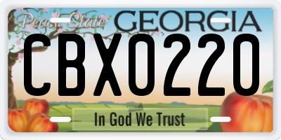 GA license plate CBX0220