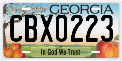 GA license plate CBX0223