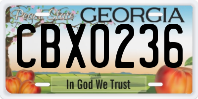 GA license plate CBX0236