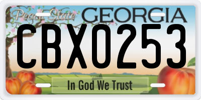 GA license plate CBX0253