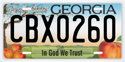 GA license plate CBX0260