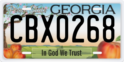 GA license plate CBX0268