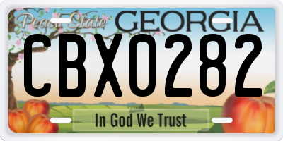 GA license plate CBX0282