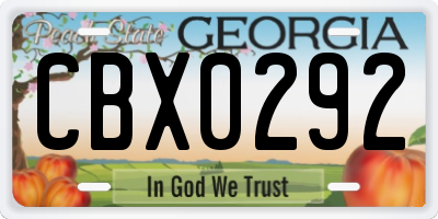 GA license plate CBX0292
