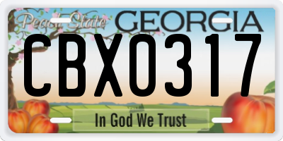 GA license plate CBX0317
